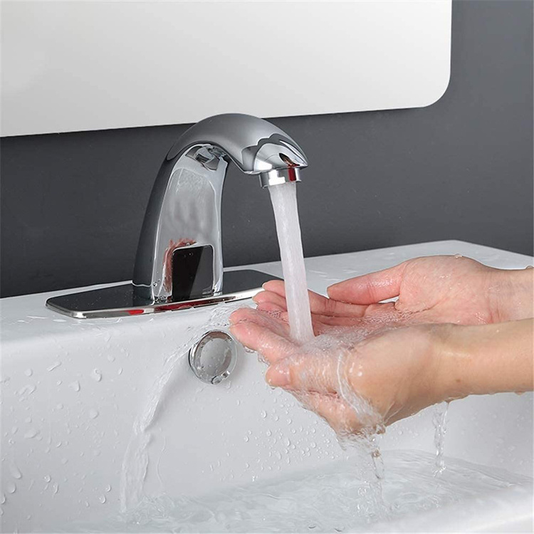 Hands Free Automatic Motion Touchless Chrome Sink Bathroom Basin Sensor Faucet