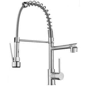 European Style Sturdy Spring Single Handle Pull Down Kitchen Sink Faucets with Sprayer Pull Out Kitchen Faucet