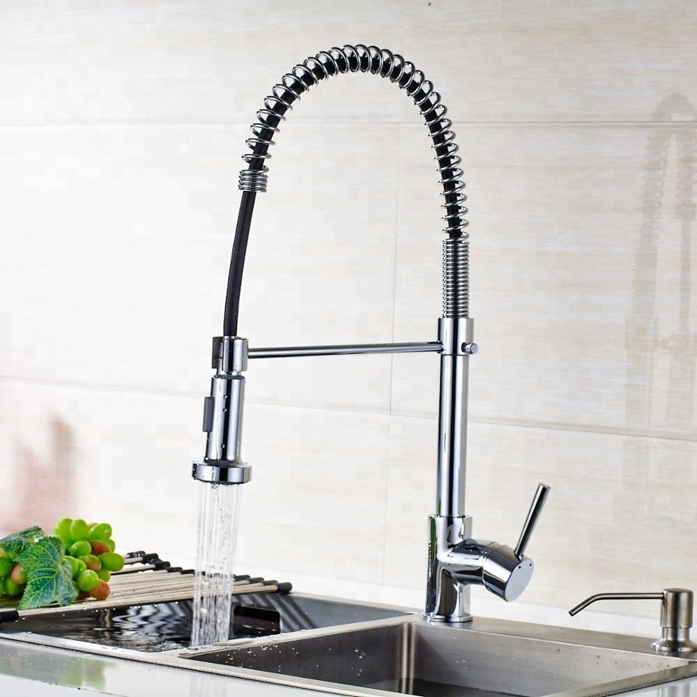 Pull Down Spring Kitchen Faucet Two Modes Pull Out Sprayer Taps Kitchen Gooseneck Faucets