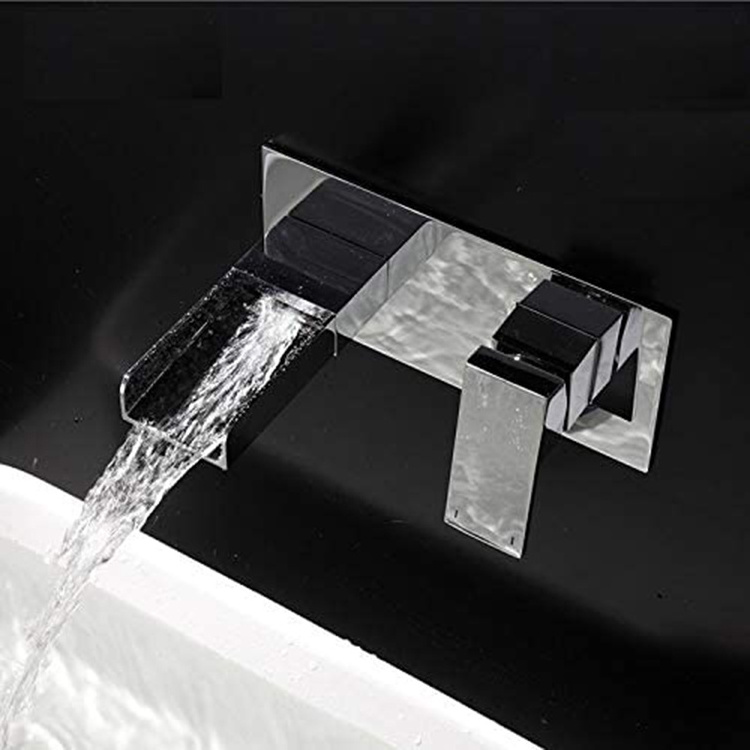 Newest Designer Wall Mounted Basin Faucet Single Handle Waterfall Bathroom Basin Mixer Faucets