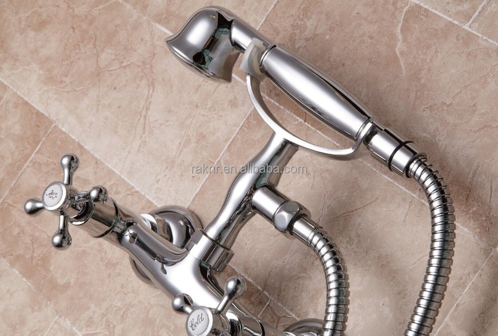 Classic Design Wall Mounted Chrome Plating Brass Traditional Shower Head and Pedestal Exposed Shower Faucet