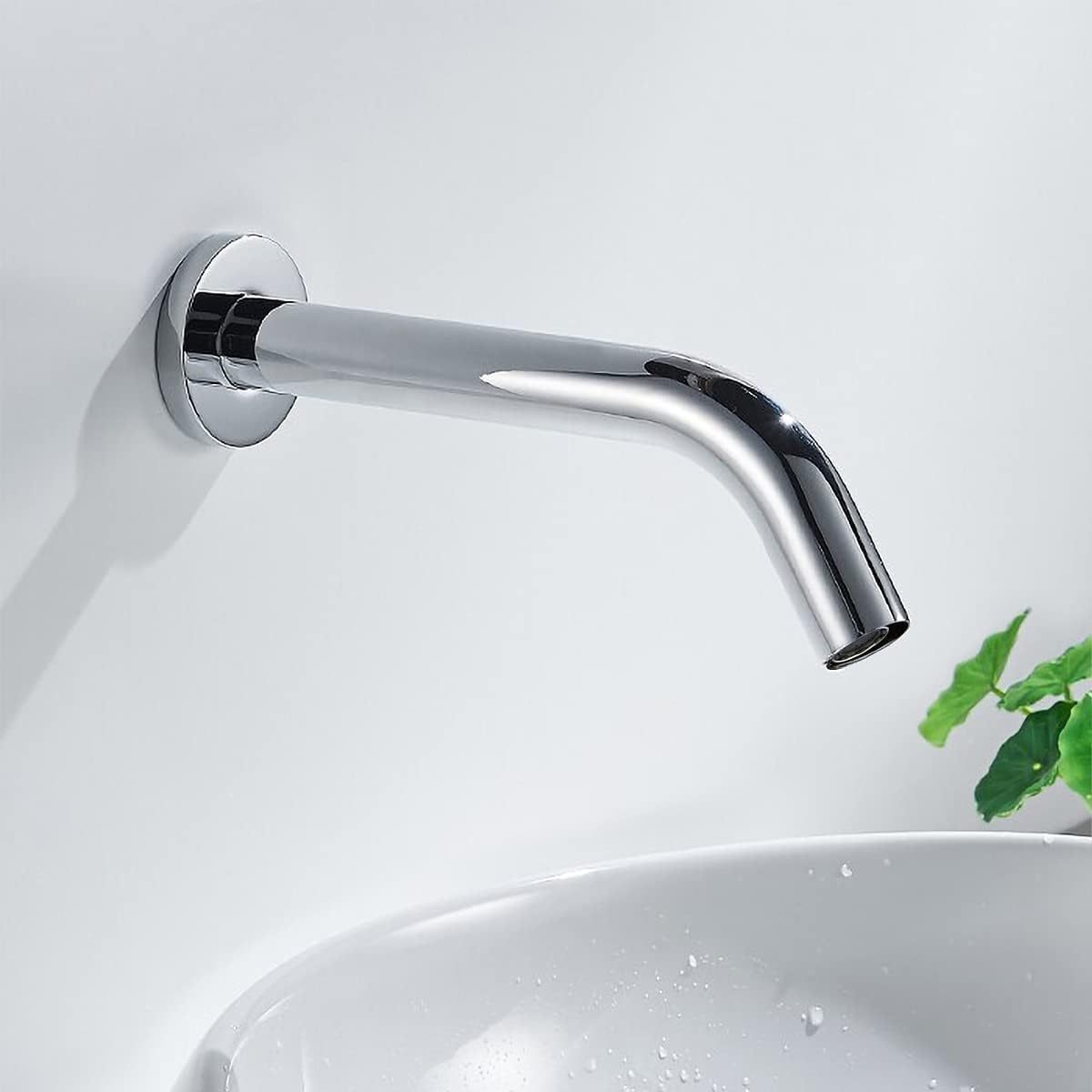 Gooseneck Touchless Bath Tap Motion Auto Stop Faucet Automatic Wall Mounted Sensor Bathroom Faucet