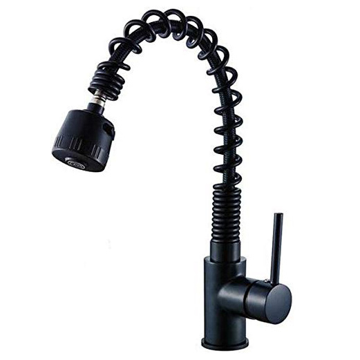 Black Pull Down Kitchen Faucet Single Handle High Arc Matte Black Faucet