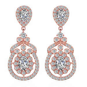 RAKOL EP2328 new platinum plated white zircon drop earrings for women