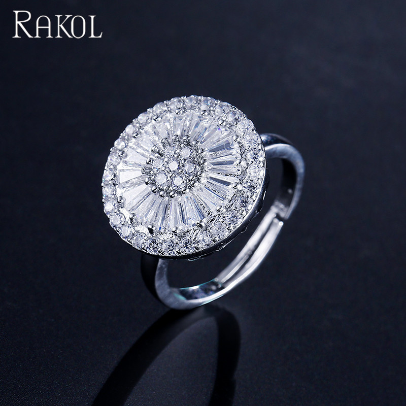 RAKOL RP2037 fashion 2021 crystal rings sterling silver rings for women