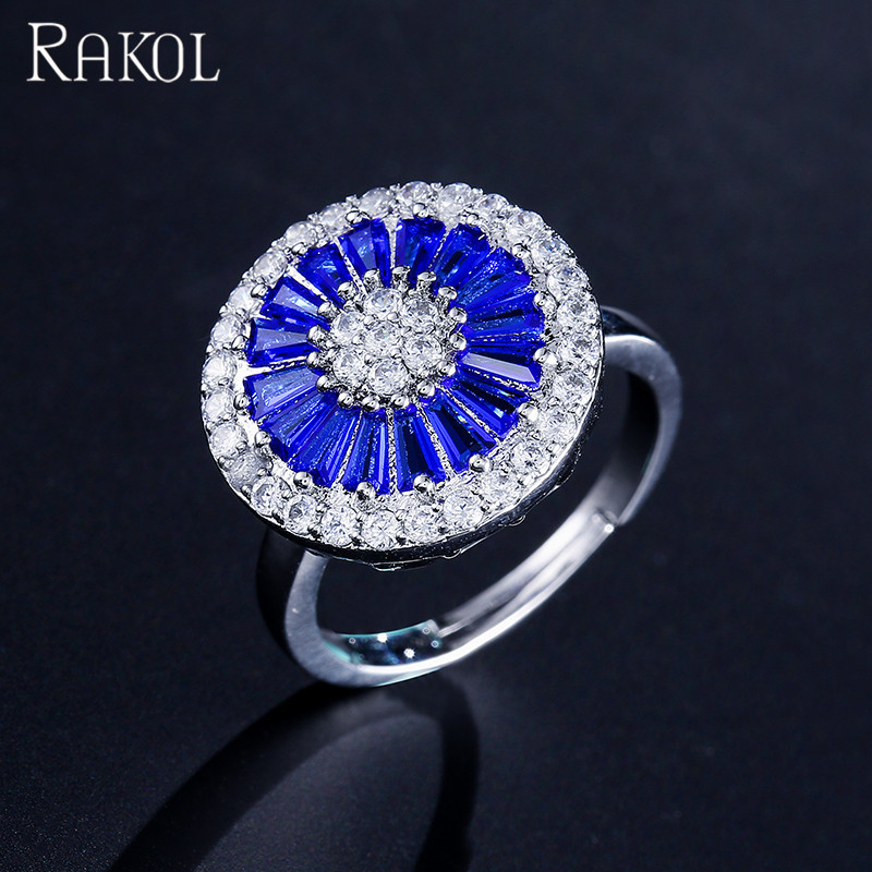 RAKOL RP2037 fashion 2021 crystal rings sterling silver rings for women