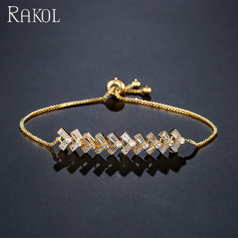 RAKOL BP2071 Sterling silver adjustable bracelet crystal tennis bracelet