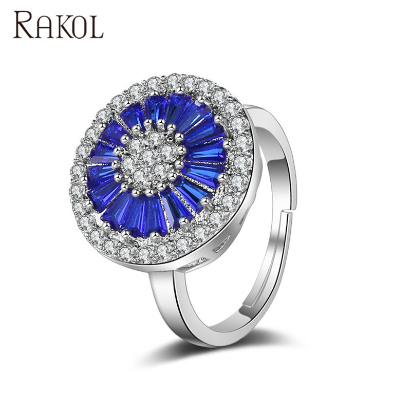 RAKOL RP2037 fashion 2021 crystal rings sterling silver rings for women