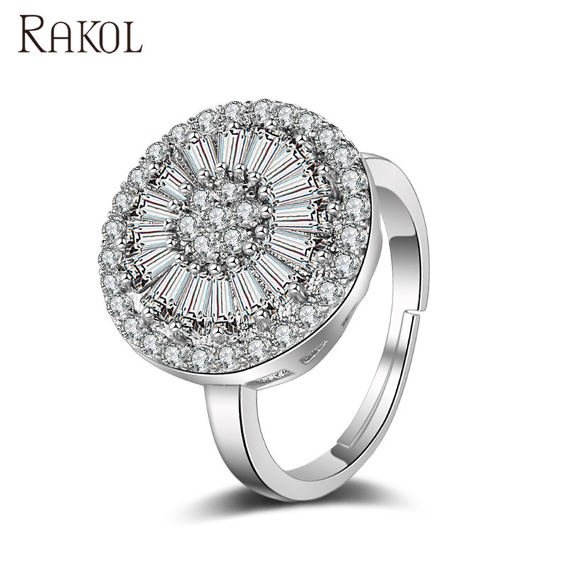 RAKOL RP2037 fashion 2021 crystal rings sterling silver rings for women