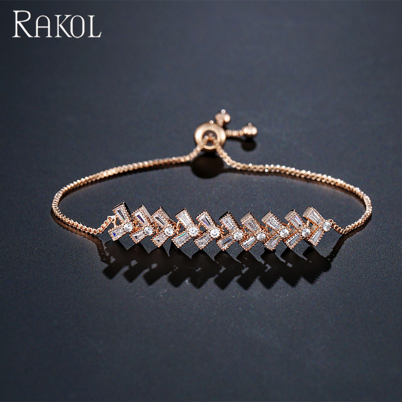 RAKOL BP2071 Sterling silver adjustable bracelet crystal tennis bracelet