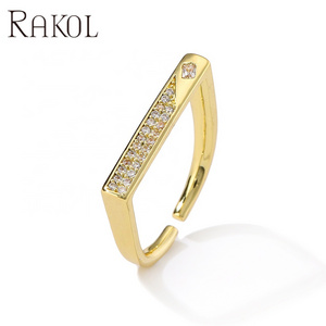 RAKOL RP5093 Fashion Jewelry Stainless Steel Rings Jewelry Women Lock Shaped Adjustable Ring Custom Rings For Men