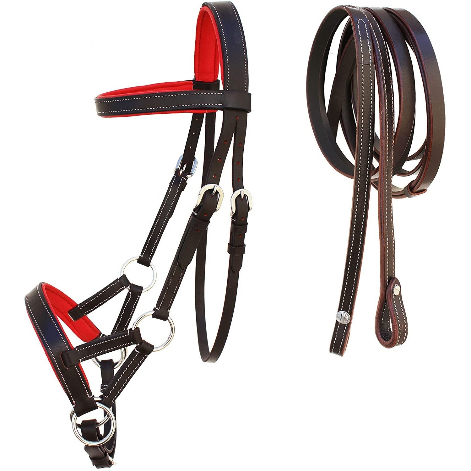 ENGLISH EQUESTRIAN HORSE LEATHER BRIDLE WITH CUSTOM MULTI COLOR SOFTY PADDING PLAIN HALTER BRIDLE AVAILABLE IN FULL COB P-ONY