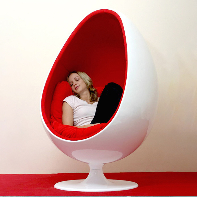 Simple Modern Fashion Living Room Ball Style Swivel Leisure Fiberglass Egg Pod Chair with Stand lounge office chair