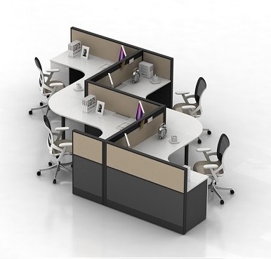 office partitions curved 3 person furniture table work bench workstation 6 people cubicle desk workbench with shelves