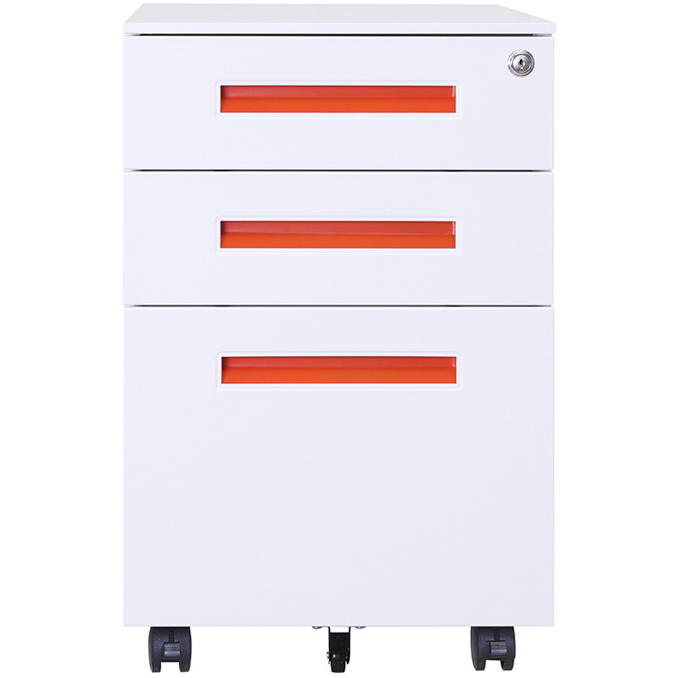 Mobile Office Metal Pedestal 3 Drawer Metal Steel Rolling File Cabinet drawer mobile filing cabinet with lock