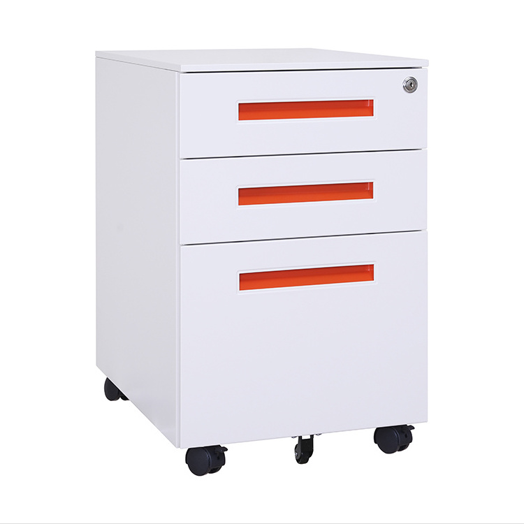 Mobile Office Metal Pedestal 3 Drawer Metal Steel Rolling File Cabinet drawer mobile filing cabinet with lock