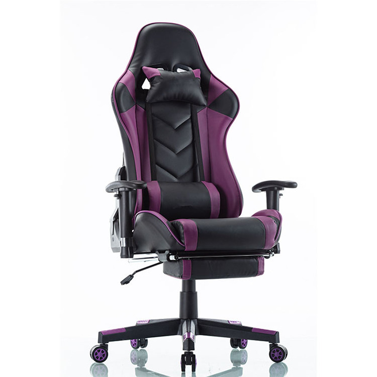 Black Purple led rgb computer PC game chair gaming pu leather silla gamer massage racing gaming chair with lights and speakers