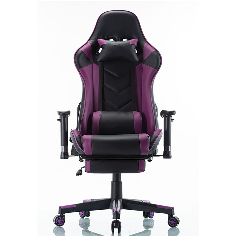 Black Purple led rgb computer PC game chair gaming pu leather silla gamer massage racing gaming chair with lights and speakers