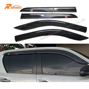 RAMAND Carbon Fiber Car Door Visors for Hilux GR Sun Shade Rain Guard Window Door Visor de Ventana for Toyota Hilux GR