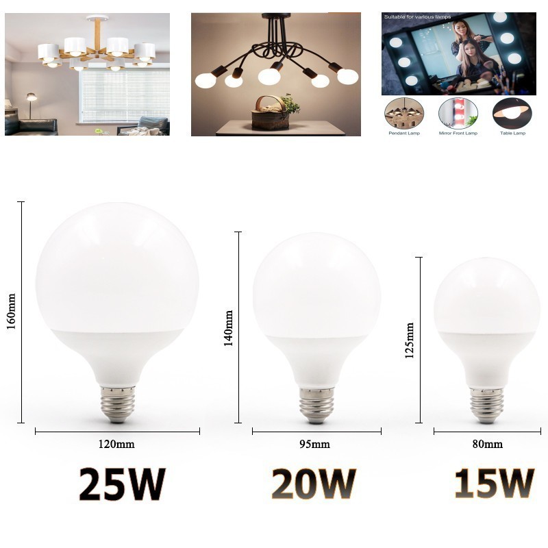 LED Bulb E27 20W 15W 110V 220V G80 G95 G120 Energy Saving Global Light Lampada Ampoule LED Light Bulb White Warm White LED Lamp