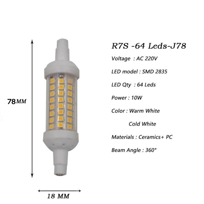 1/ 5PCS R7S LED Lamp 220V 78mm 118mm 135mm Dimmable LED Bulb 2835 SMD Lamp Replace Halogen Light Spotlight R7S Bulb No Flicker