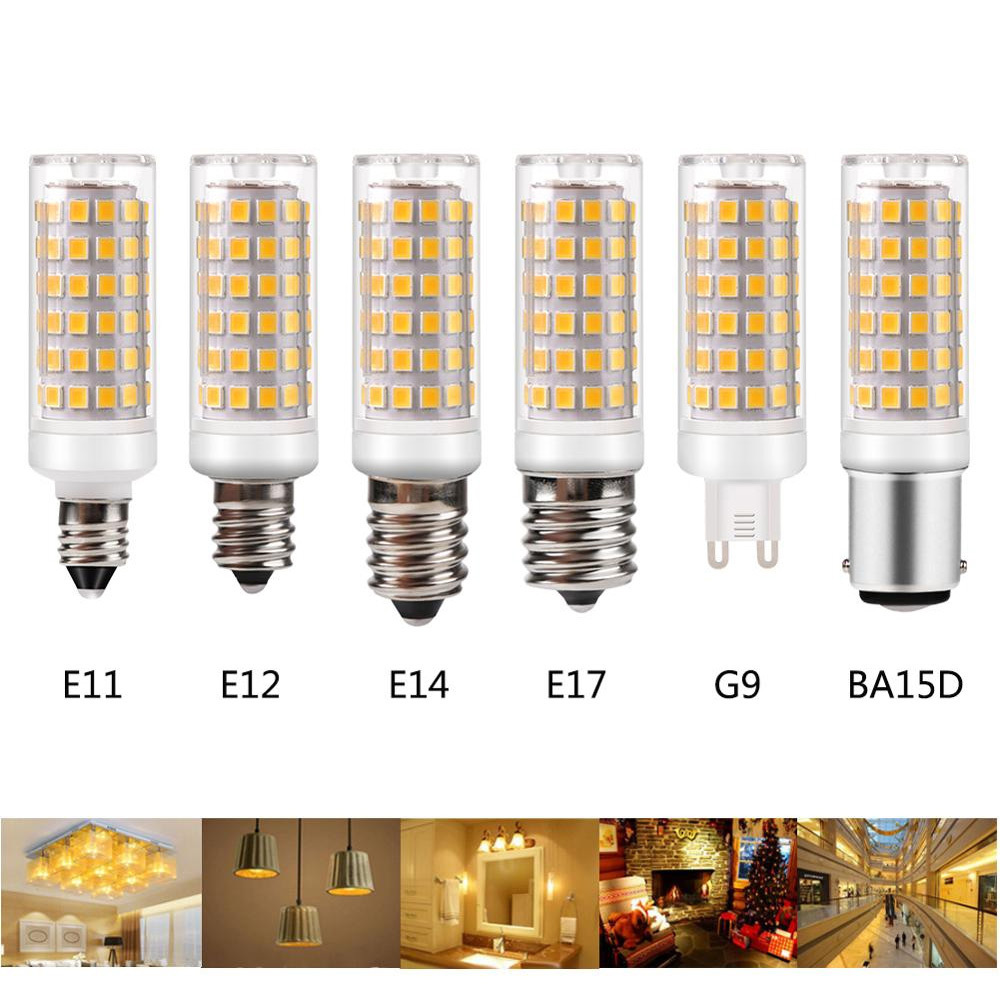 LED Light Bulb G9 E11 E12 E14 E17 BA15D 9W DC 110V 220V 2835 Unique Dimmable Ceramic Light Bulb Replace Halogen for Chandelier