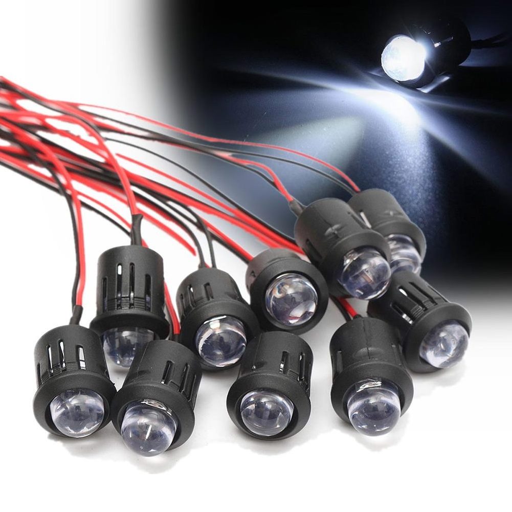 10 Pcs 12V 10mm Pre-Wired Constant LED Ultra Bright Water Clear Bulb Cable Prewired Led Lamp CLH@8