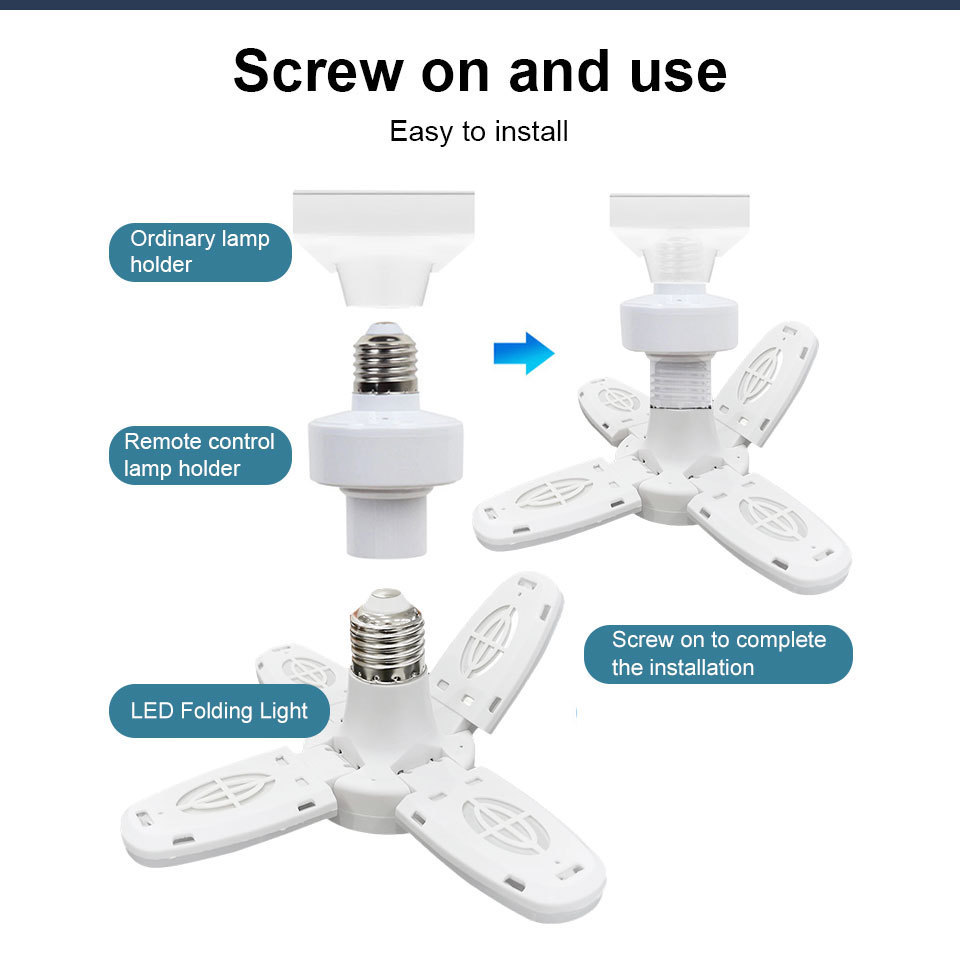 E27 LED Bulb Fan Blade Timing Lamp AC110-265V 28W Foldable Led Light Bulb Lampada For Home Ceiling Light With Remote Controller