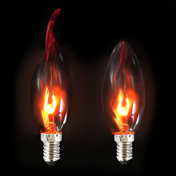 5-10PCS Edison Bulb E14 E27 3W C35 C35L 220V Flame Fire Lighting Vintage Flickering Effect Tungsten Novel Candle Tip Lamp Orang