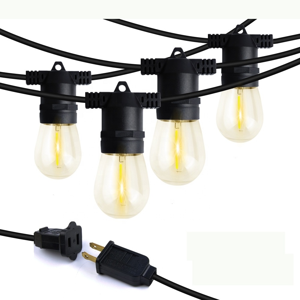 Easiest to install Christmas lights outdoor LED string lights S14 PC bulbs for garden, porch, gazebo, bistro, wedding, party