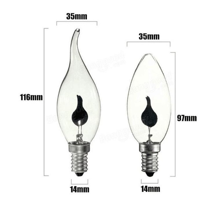 5-10PCS Edison Bulb E14 E27 3W C35 C35L 220V Flame Fire Lighting Vintage Flickering Effect Tungsten Novel Candle Tip Lamp Orang