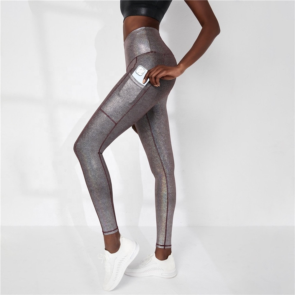 2022  High Quality Shiny Piece Leggings China Manufacturers Pocket Dropshipping Legging For Woman