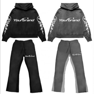 Custom Streetwear Sweatsuit women Acid Wash Flare Pants Tracksuits for Man Stone Vintage Unisex Sweatsuits Heavy Cotton Sets