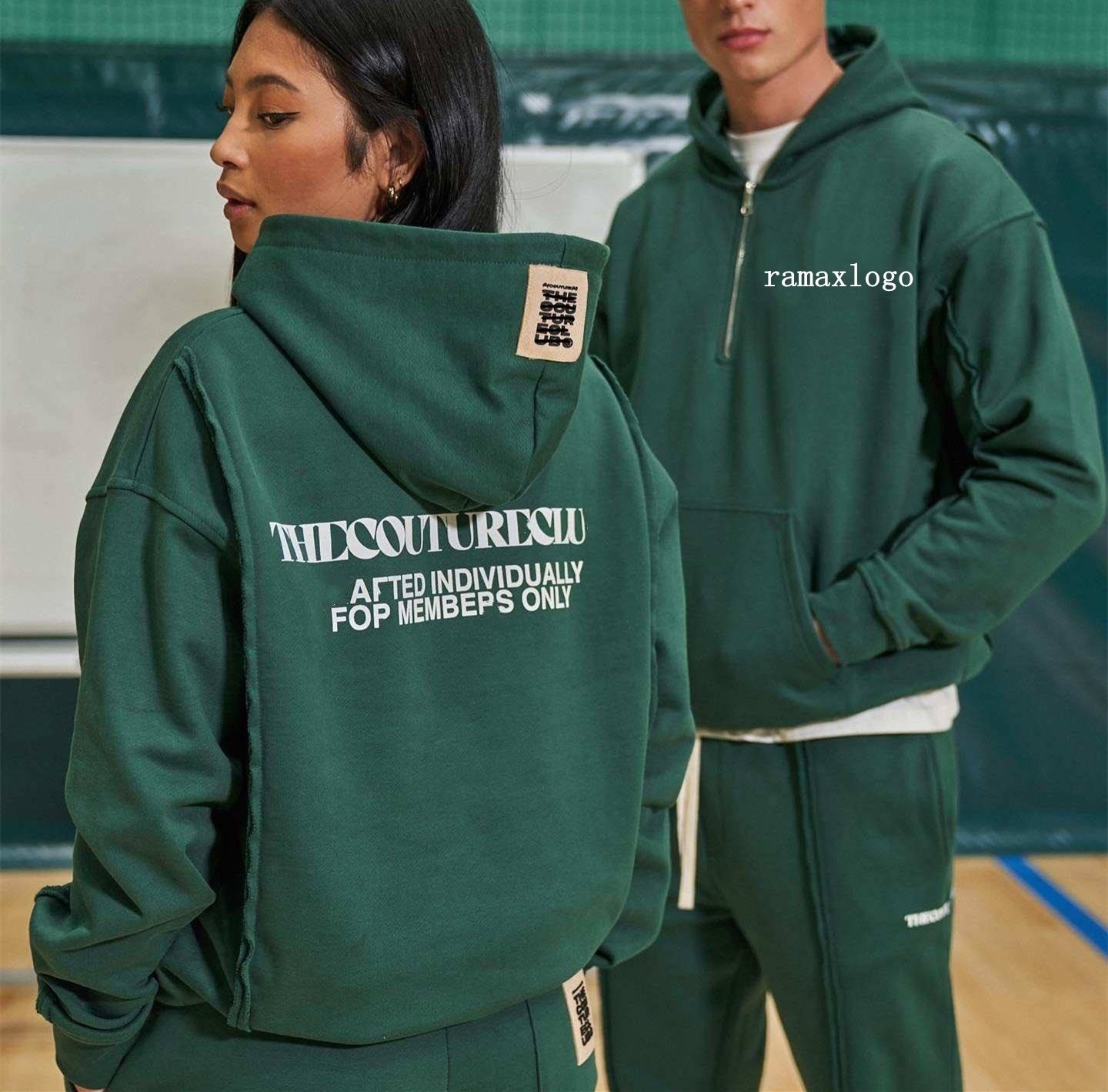 Unisex Tracksuits Casual Raw Seam 1/4 Quarter zip Hoodie Straight Leg Jogger Set Sweatsuits Two Pieces Women Man Tracksuit