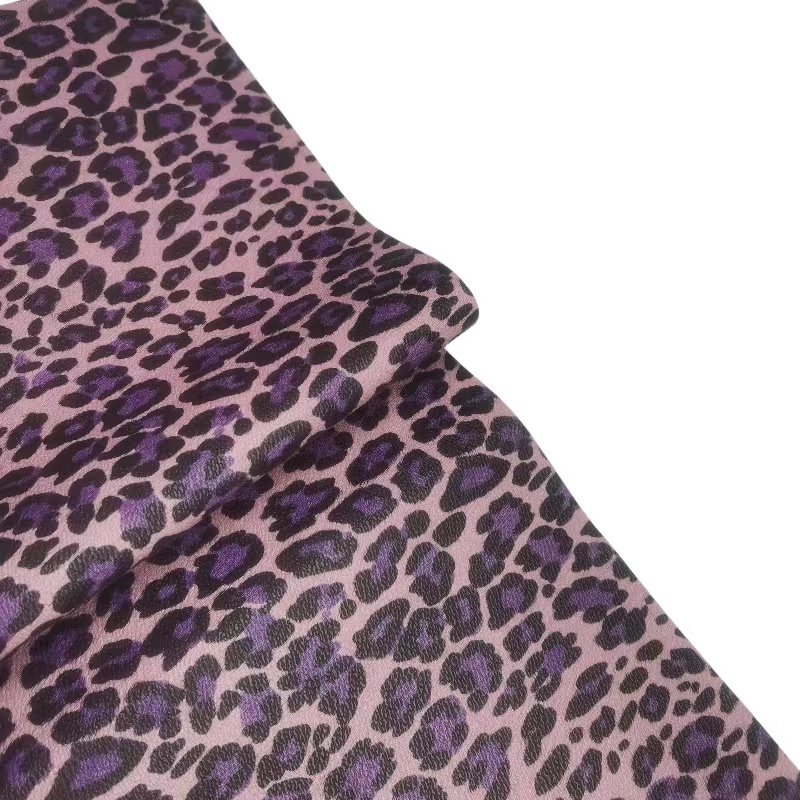 Customized 0.8mm Flocked Artificial Fabric Material lsynthetic Leopard Print PU leather for Bags Totes Shoes