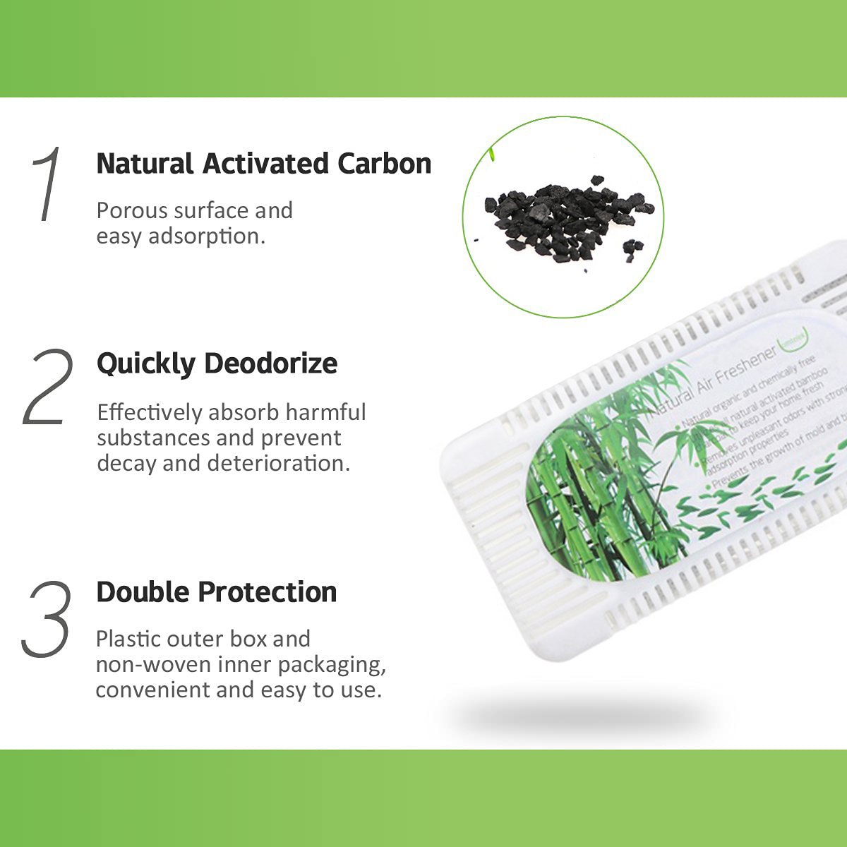 Newly Refillable Deodorant Air Purifying Odor Eliminator Box Activated Bamboo Charcoal Deodorizer