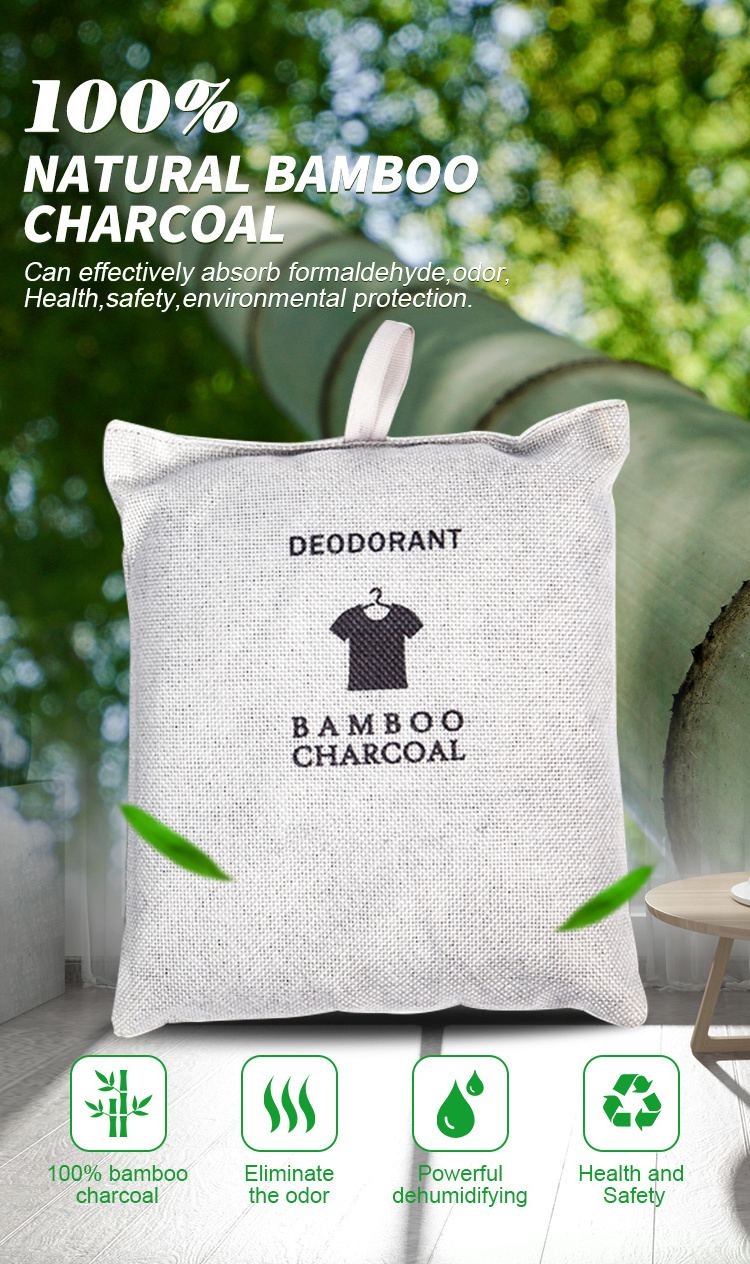 Reusable wardrobe  fresh 500g deodorizing bamboo activated  charcoal air purifying bag