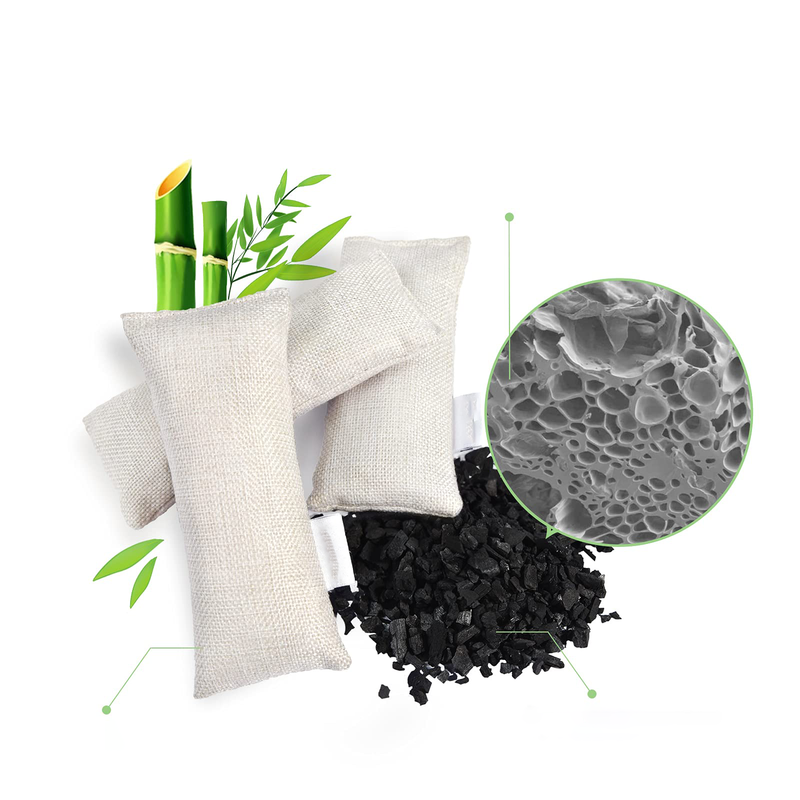 Quick Shipping Activated Odor Absorbing Bamboo Charcoal Bags Eliminate Smoke Odor For Rooms