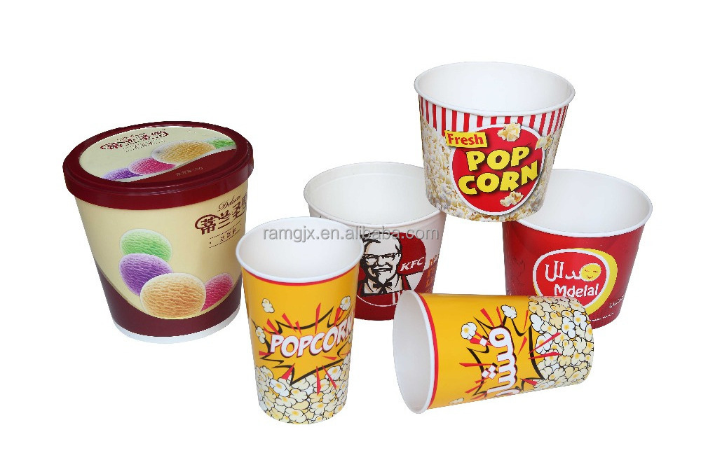 biodegradable KFC 85 oz disposable paper popcorn cup/bucket making machine