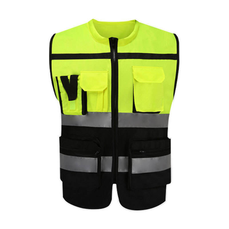 Custom Color Hi Vis Viz High Visibility Reflective Zip Pocket Security Waistcoats Jacket Workwear Vests in Wholesale Price