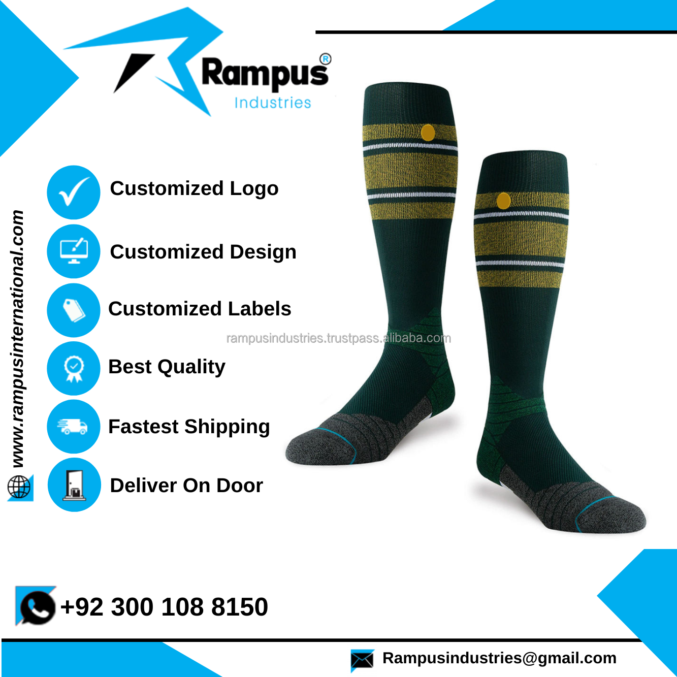 Custom Designed Logo High Quality Men's Knit Socks Sports Socks Crew Grip Socks im WholeSale