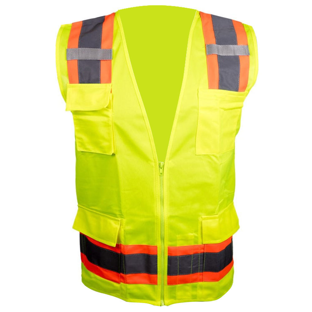 Wholesale Neon Safety Vest with Reflective Strips Custom Multi-Pockets Practical Reflective Worker Vests Jacket