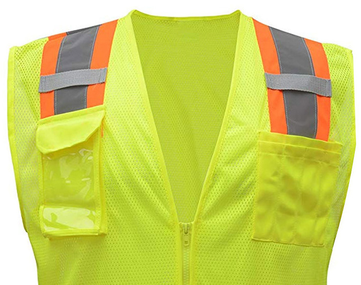 High Visibility Viz Vest Reflective Safety Custom Color Traffic Waistcoat Construction Work Standard Vest / Coat