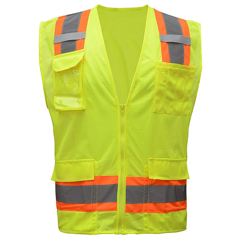 High Visibility Viz Vest Reflective Safety Custom Color Traffic Waistcoat Construction Work Standard Vest / Coat