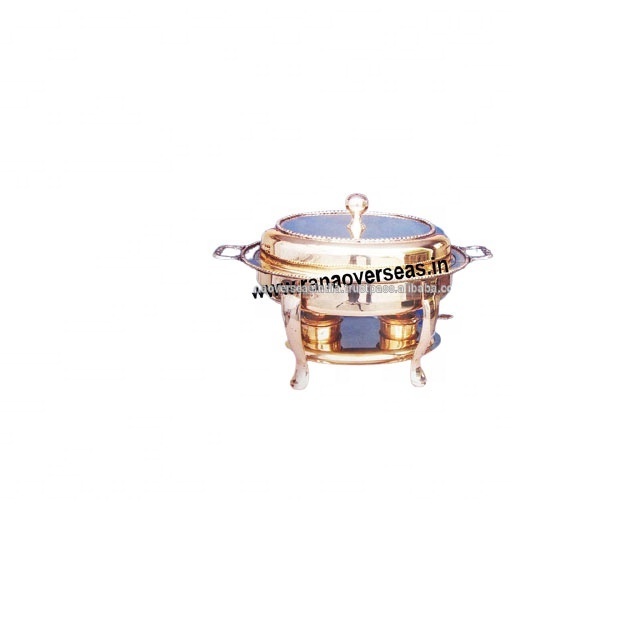 Oval Shape Chafing Dish Customized Logo Hotel Restaurant Food Warmer Chafing Dish Buffet Set Brass Serving Dish