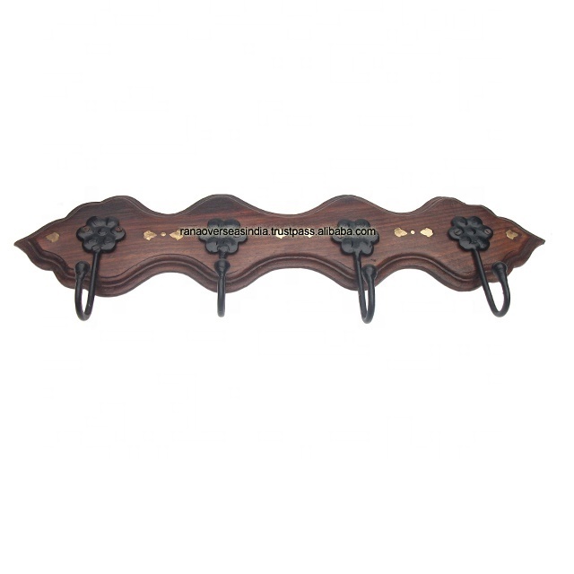 Wall Mounted Wooden Hook Clothes Hanger