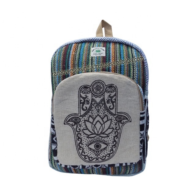 Hamsa Hand Printed  Backpack With Multiple Pockets For Laptop , Travel And School