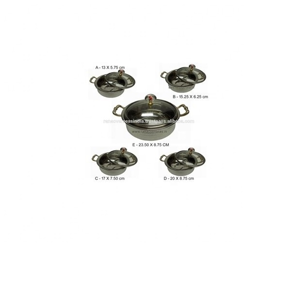 Stainless Steel Serving Dish With Handles And Glass Lid Set Of 5 For Homeware , Tableware