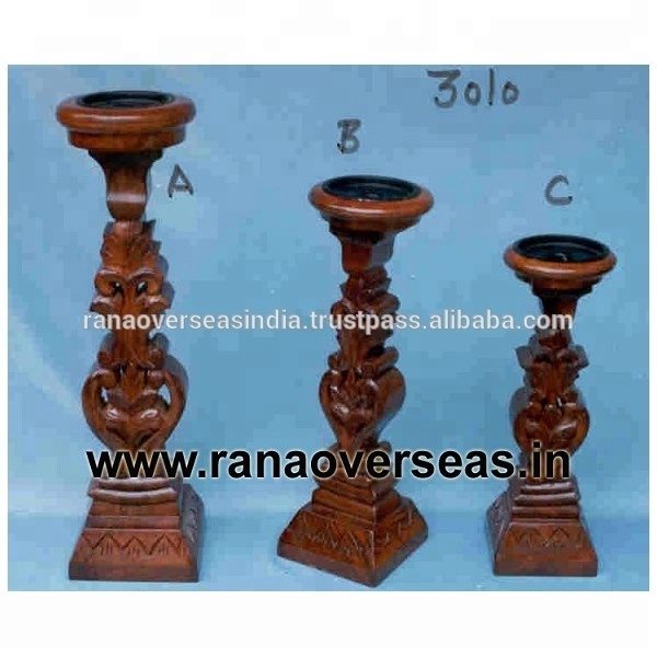 Traditional Handmade Wooden Candle Holders Decorative Wooden Candle Stand For Wedding Home Decoration