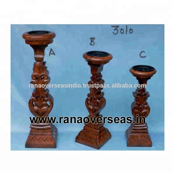 Traditional Handmade Wooden Candle Holders Decorative Wooden Candle Stand For Wedding Home Decoration